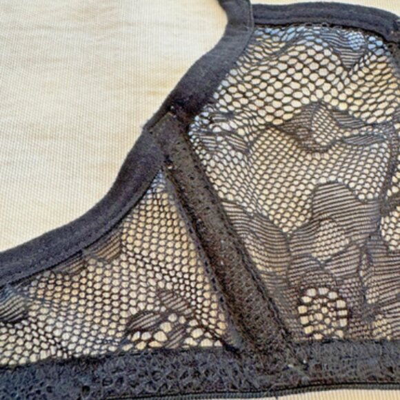 Maison Close Lace Bralette | Size Small | Sheer Black Floral Mesh - Picture 7 of 9
